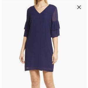Sam Edelman tiered sleeve size 8 shift dress in navy.